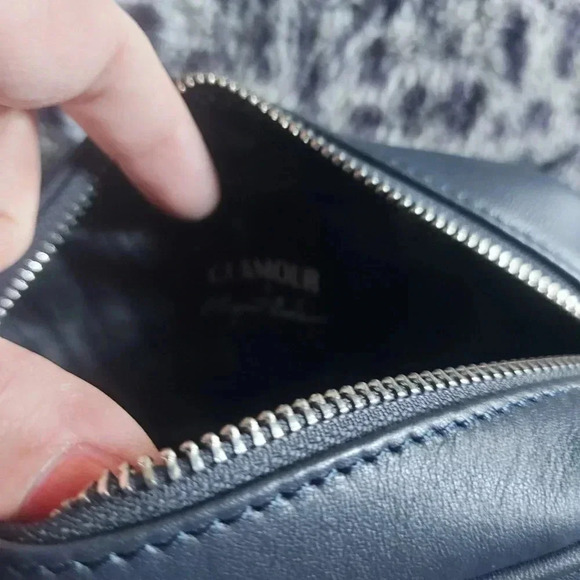 Caroline Neron | Opera Navy Crossbody Leather Mini Camera Bag with Tassel - Picture 7 of 15